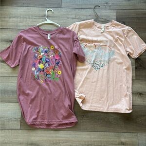 2 NWOT floral t-shirts in mauve and peach